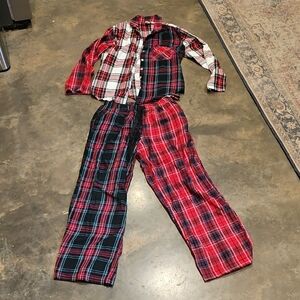 Victorias Secret Dreamer Collared Long Sleeve Flannel Pajama Multi Red Tartan XS